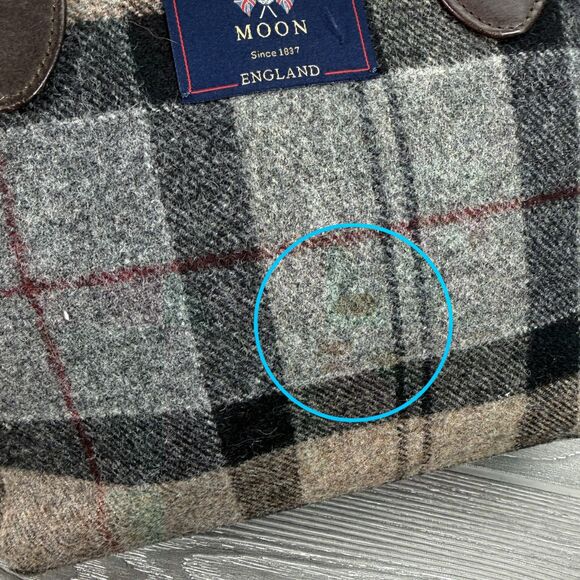 Barbour Winter Tartan Should Tote Zipper Bag Plaid 100% Wool with Cotton Lining - Picture 11 of 12